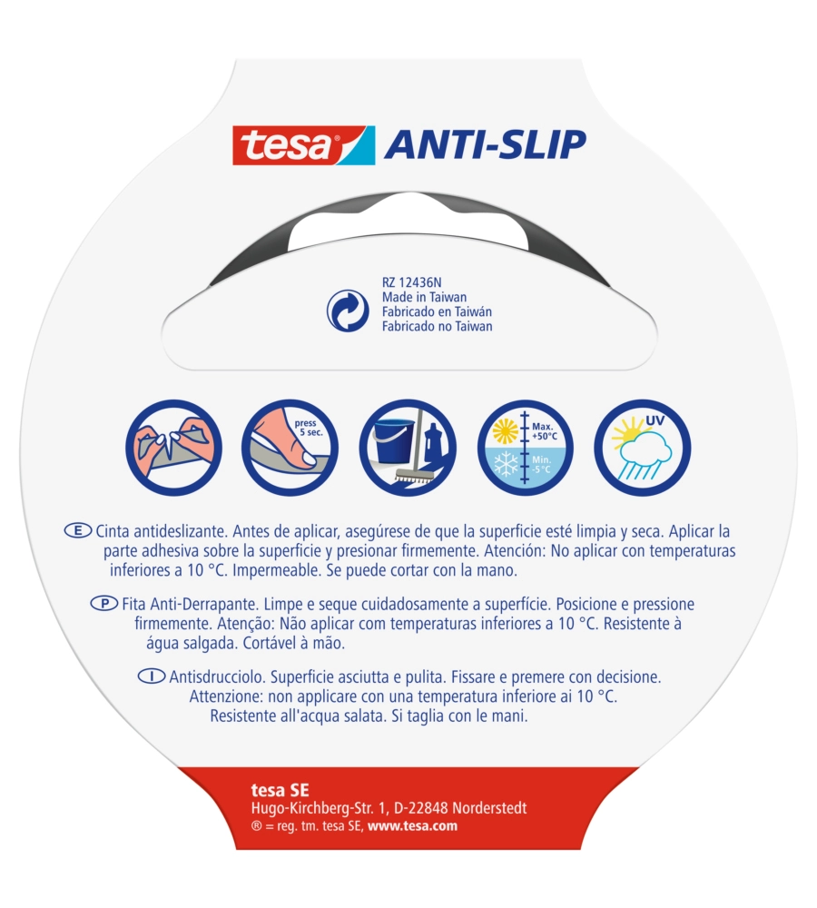 NASTRO ANTISCIVOLO ANTI-SLIP NERO, 50 MM X 5 MT - TESA